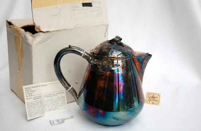 Posrebrzany dzbanek platerowany srebrem konwalie Resovia PRL