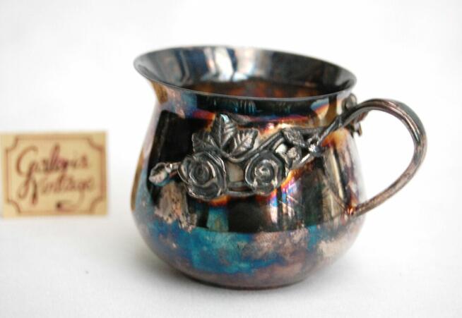 Posrebrzany mlecznik platerowany srebrem róże Resovia PRL