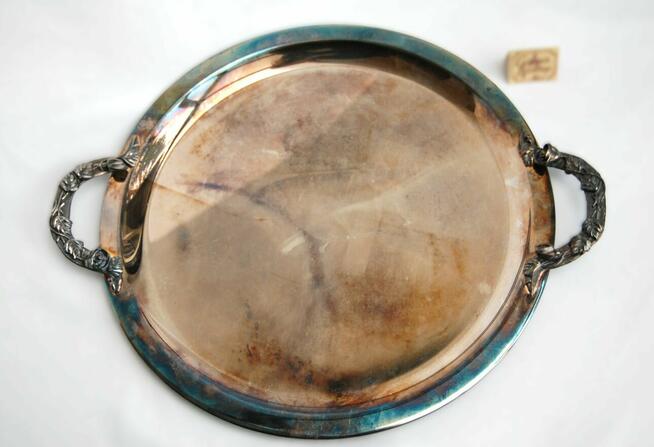 Nowa taca posrebrzana platerowana srebrem Resovia róże PRL