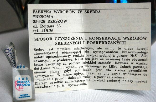 Posrebrzany dzbanek platerowany srebrem konwalie Resovia PRL