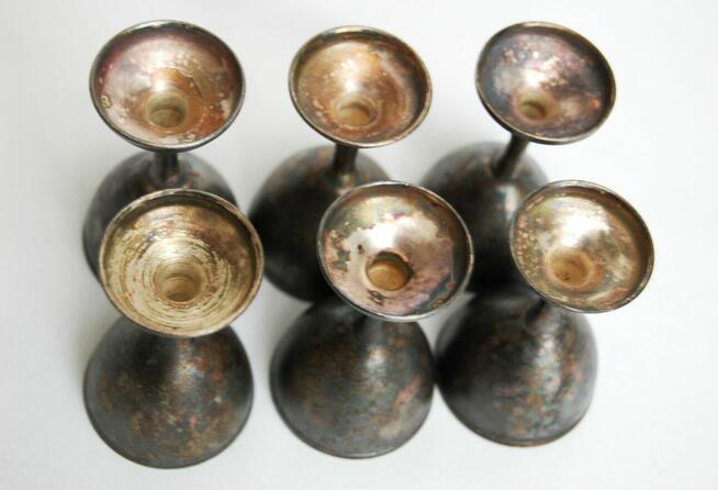 Posrebrzane kieliszki platerowane srebrem likieru PRL