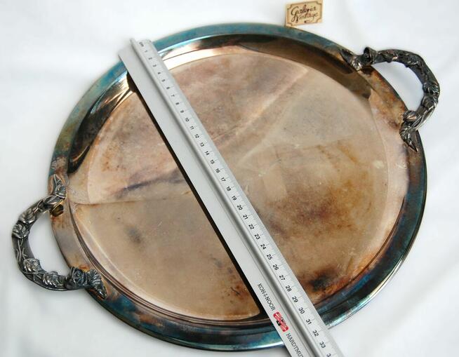 Nowa taca posrebrzana platerowana srebrem Resovia róże PRL