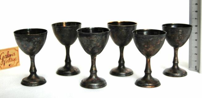 Posrebrzane kieliszki platerowane srebrem likieru PRL