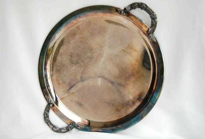 Nowa taca posrebrzana platerowana srebrem Resovia róże PRL