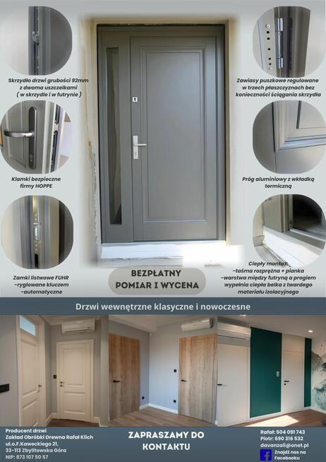 Drzwi wewnętrzne drewniane na wymiar – producent Rafał Klich