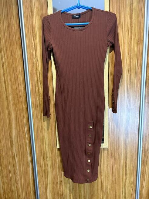 HDM brązowa sukienka w prążki