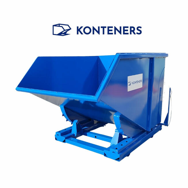 Kontener metalowy samowyładowczy 1m3 / KOLEBA / KOLIBA złom