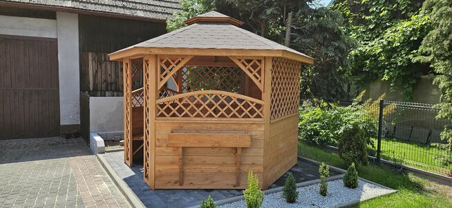 Altana ogrodowa drewniana sześciokątna wiata domek zadaszeni