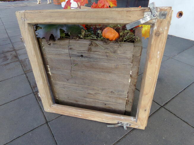 Stare okna drewniane rama retro loft lustro zdjęcie 55x58