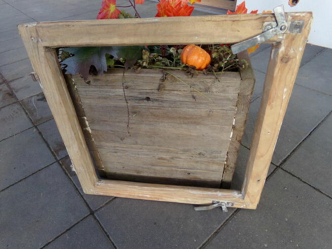 Stare okna drewniane rama retro loft lustro zdjęcie 55x58