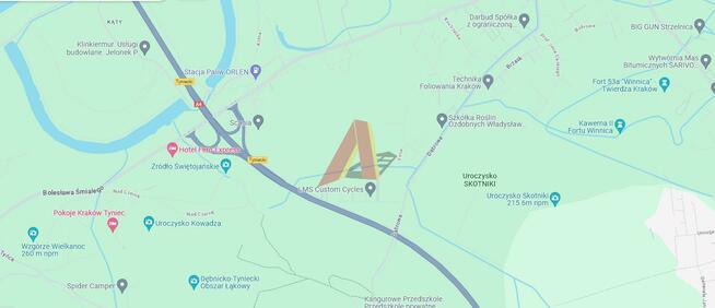 Działka usługowa Kraków Podgórze, Tyniec, Tyniecka