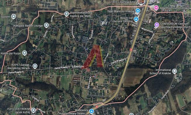 Działka budowlana Libertów gm. Mogilany, Jana Pawła II