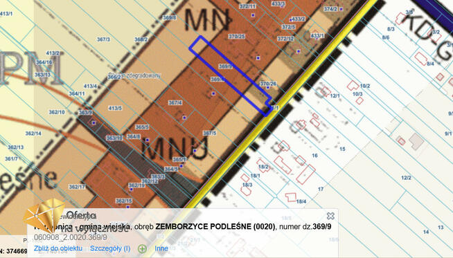 Działka budowlana Zemborzyce Podleśne gm. Konopnica,