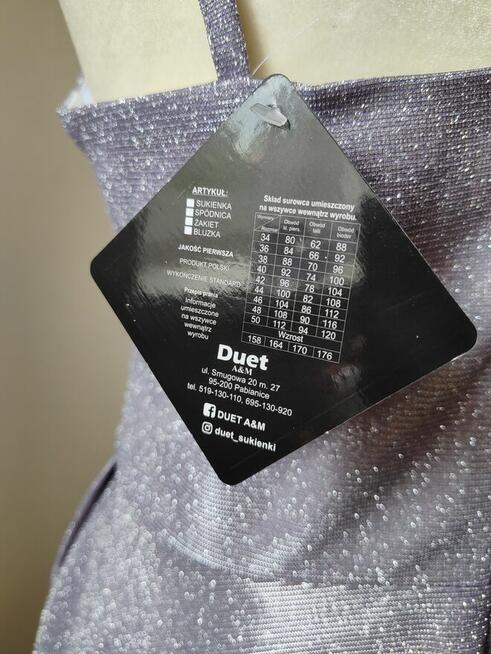 Sukienka na sylwestra andrzejki M brokatowa długa Duet A&M