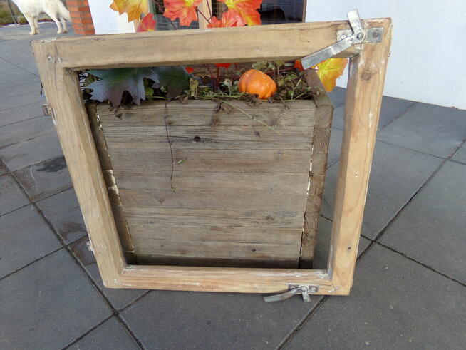 Stare okna drewniane rama retro loft lustro zdjęcie 55x58