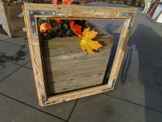 Stare okna drewniane rama retro loft lustro zdjęcie 55x58