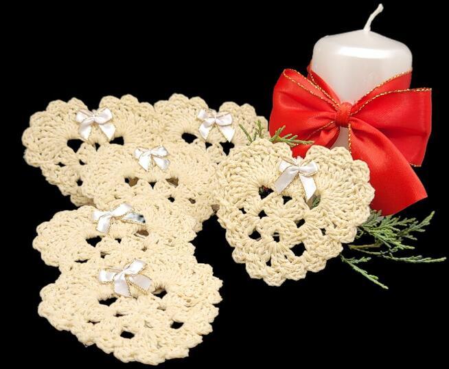 Choinkowe zawieszki serduszka ręcznie wykonane 6szt