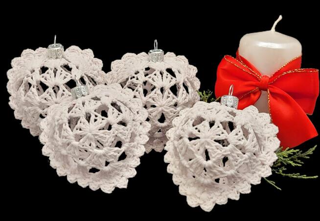 Bombki serduszka ręcznie wykonana 4szt