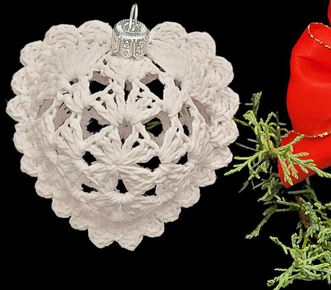 Bombki serduszka ręcznie wykonana 4szt