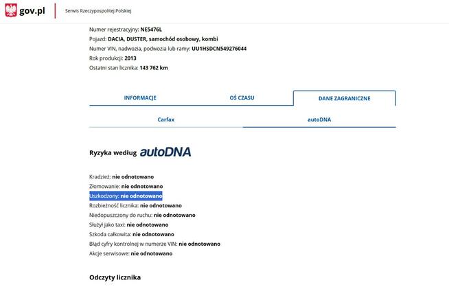 Dacia Duster Benzyna Zarejestrowany Ubezpieczony