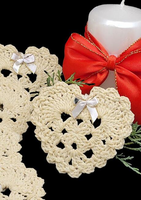 Choinkowe zawieszki serduszka ręcznie wykonane 6szt