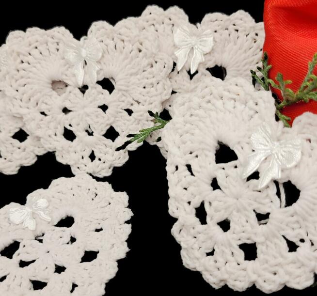 Choinkowe zawieszki serduszka ręcznie wykonane 6szt