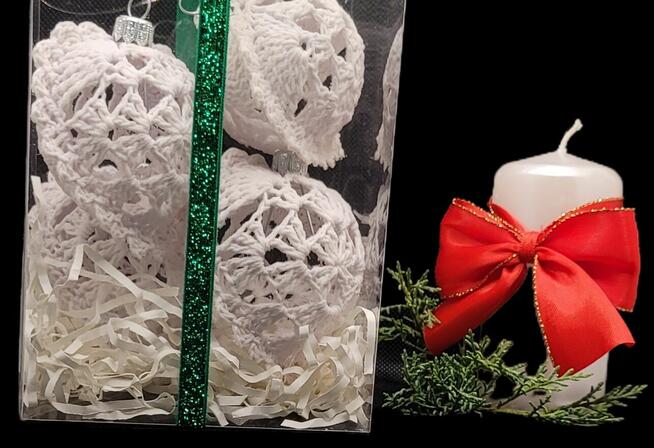 Bombki serduszka ręcznie wykonana 4szt