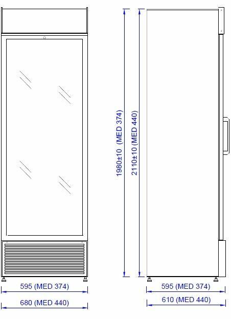 Szafa chłodnicza witryna Medyczna MED 374 apteczna na leki