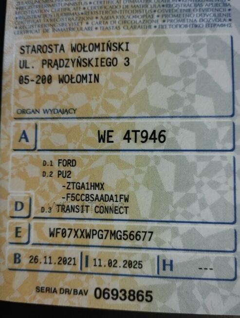 Ford Transit Connect Automat salon , cena brutto VAT 23%