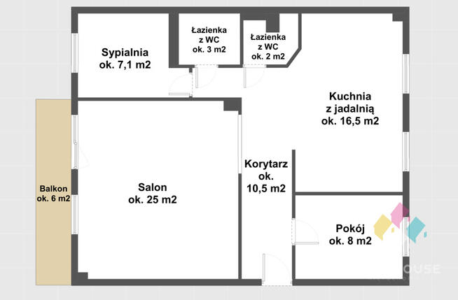 Giżycko, 72,5 m2, piwnica, balkon, 2 łazienki