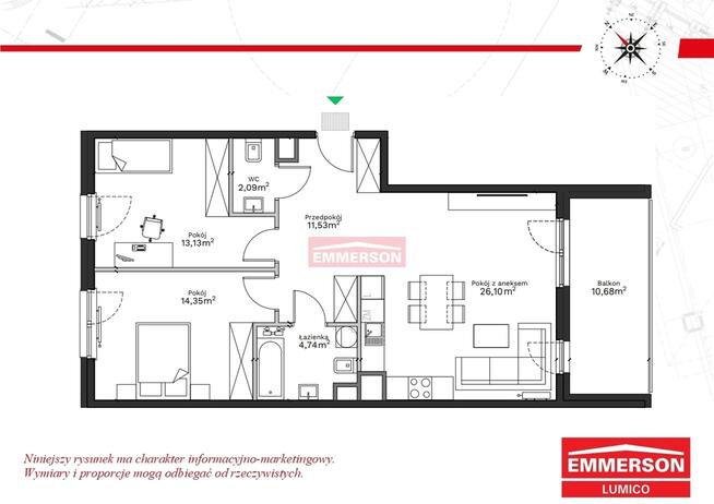 Przytulne z balkonem 10,5 m2 | Tramwaj