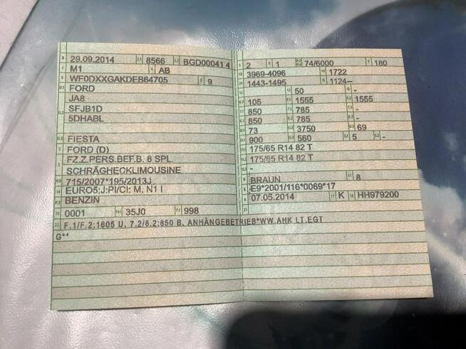 Ford Fiesta Turbo,5 drzwi, podgrzewana szyba czołowa, isofix, drugie koła alufelgi