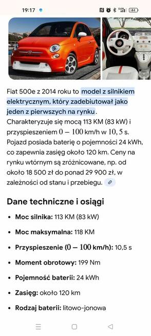 Fiat 500 e 2014 r.