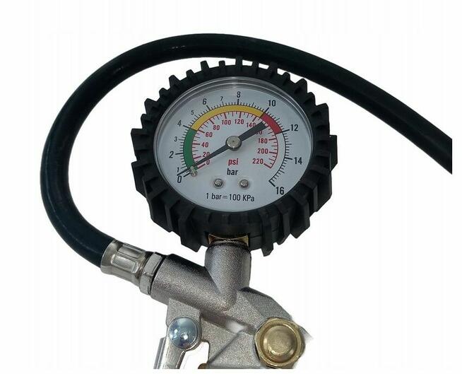 PISTOLET PNEUMATYCZNY 1/4 Z MANOMETREM 0-16ATM, NIKIEL