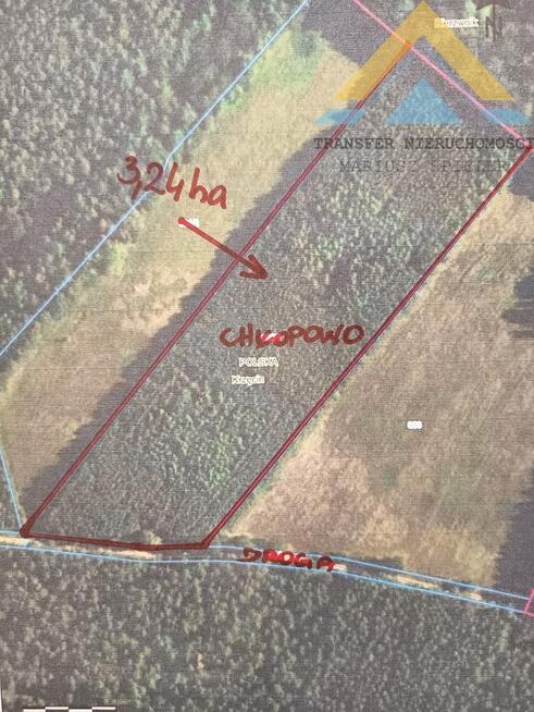 Działka leśna w Chłopowie 3,24 ha , 230 tys.!