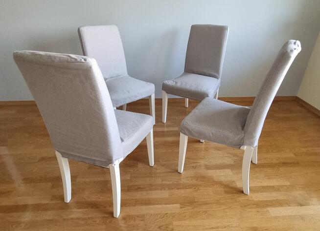 4x KRZESŁO IKEA HENRIKSDAL białe szare krzesła do salonu