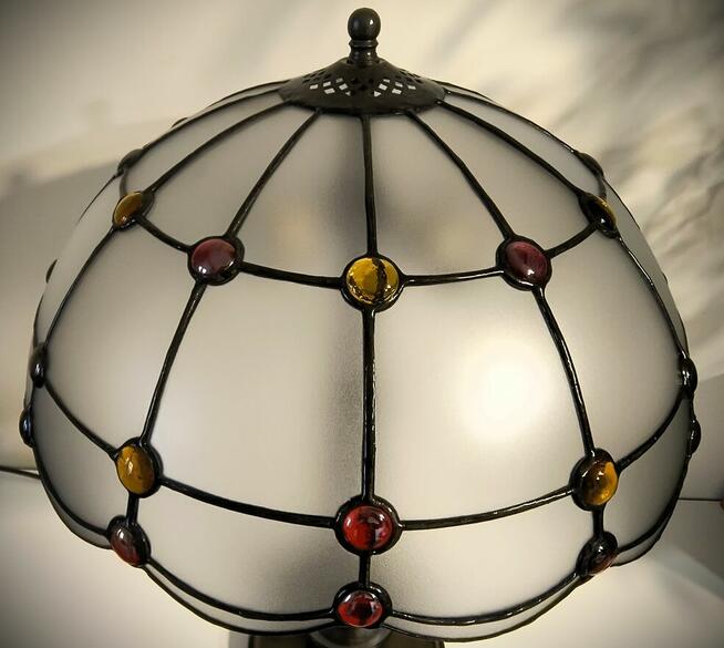 Lampa mosiądz witraż szkło gięte kaboszony