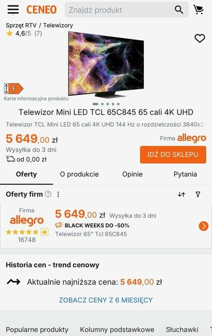 Telewizor TCL 65C845 miniled