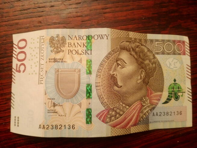 Banknot 500 zł seria AA