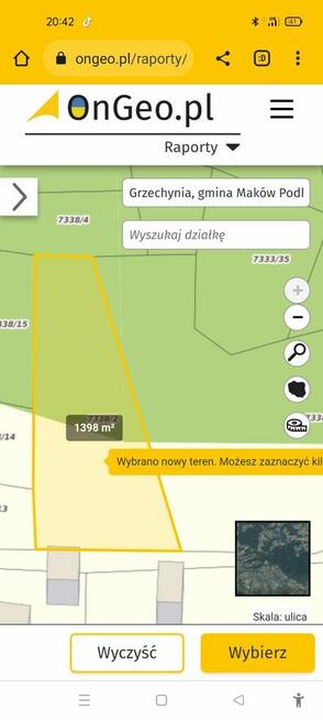 Dzialka leśna 13ar Grzechynia