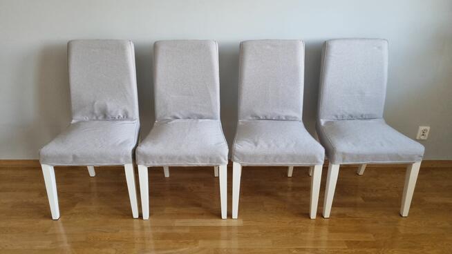 4x KRZESŁO IKEA HENRIKSDAL białe szare krzesła do salonu
