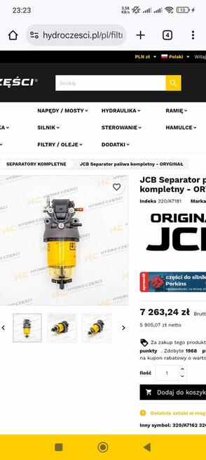 Filtr paliwa JCB 320/A7069 + podstawa Delphi 320/C9521-NR450