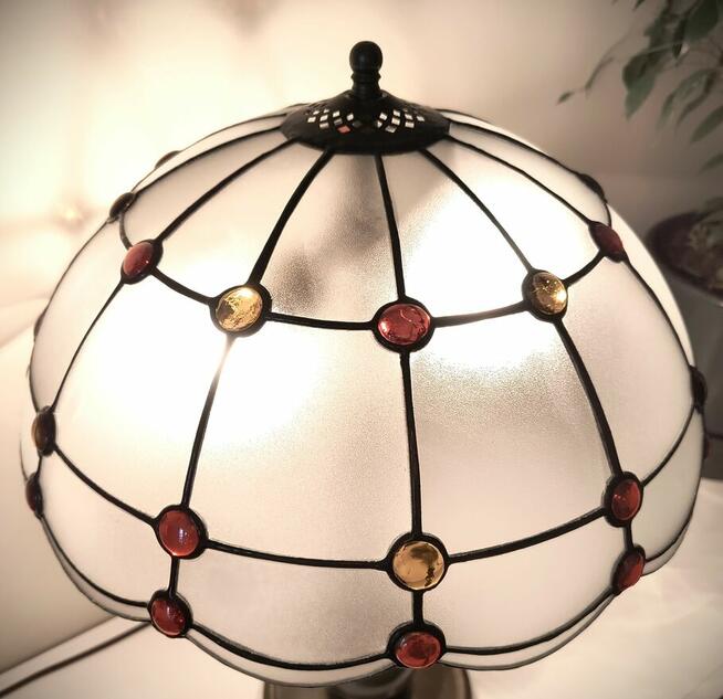 Lampa mosiądz witraż szkło gięte kaboszony