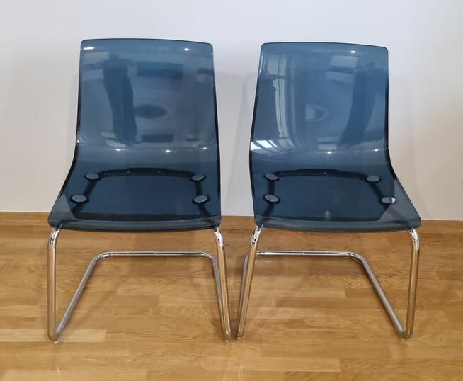 KRZESŁO IKEA TOBIAS niebieskie przezroczyste elastyczne