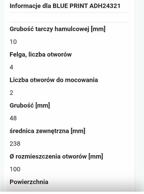 Tarcze hamulcowe honda Civic VI