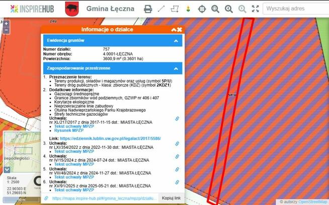 Działka inwestycyjna Łęczna