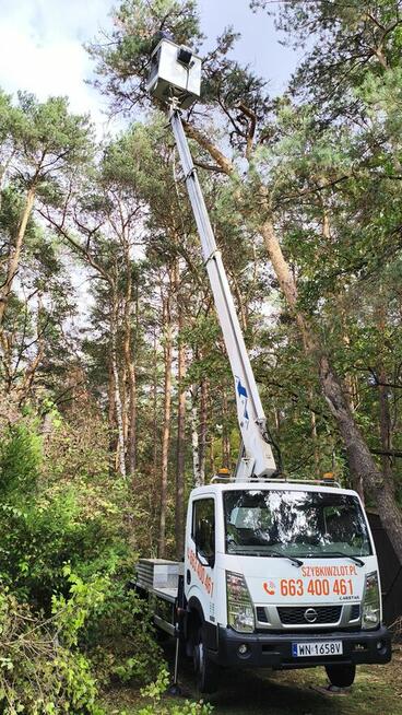 Podnośnik koszowy, zwyżka, reklamy, dekoracje, przycinka