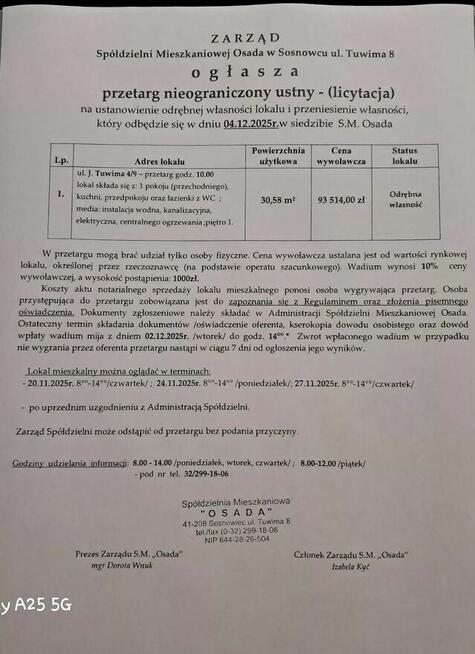 sprzedaż lokalu mieszkalnego