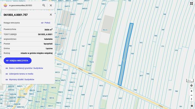 Działka inwestycyjna Łęczna