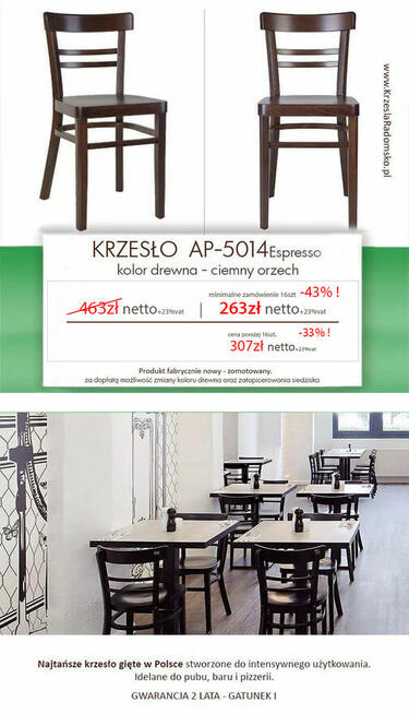 kRZESŁA DO RESTAURACJI PIZZERI PUBU - NAJTANIEJ